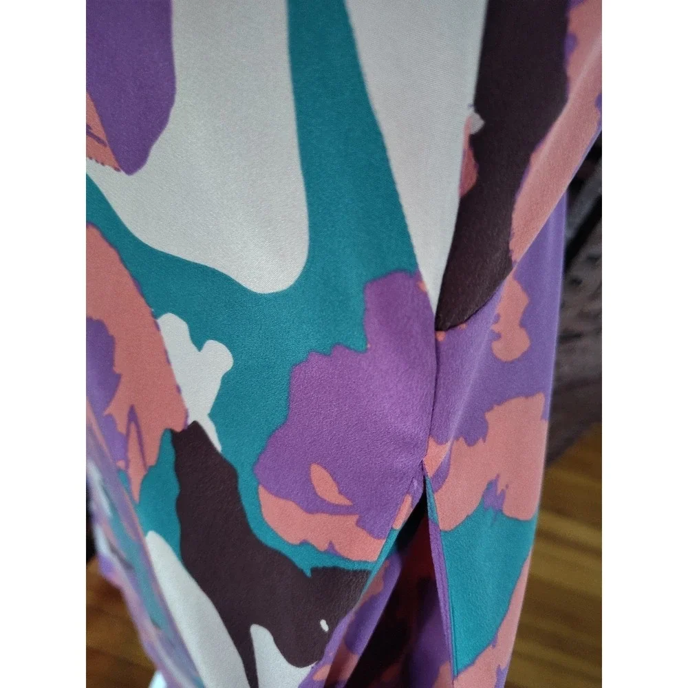 Equipment Femme Floral Silk Midi Dress Large Alice Sleeveless Abstract Colorful - Picture 6 of 14